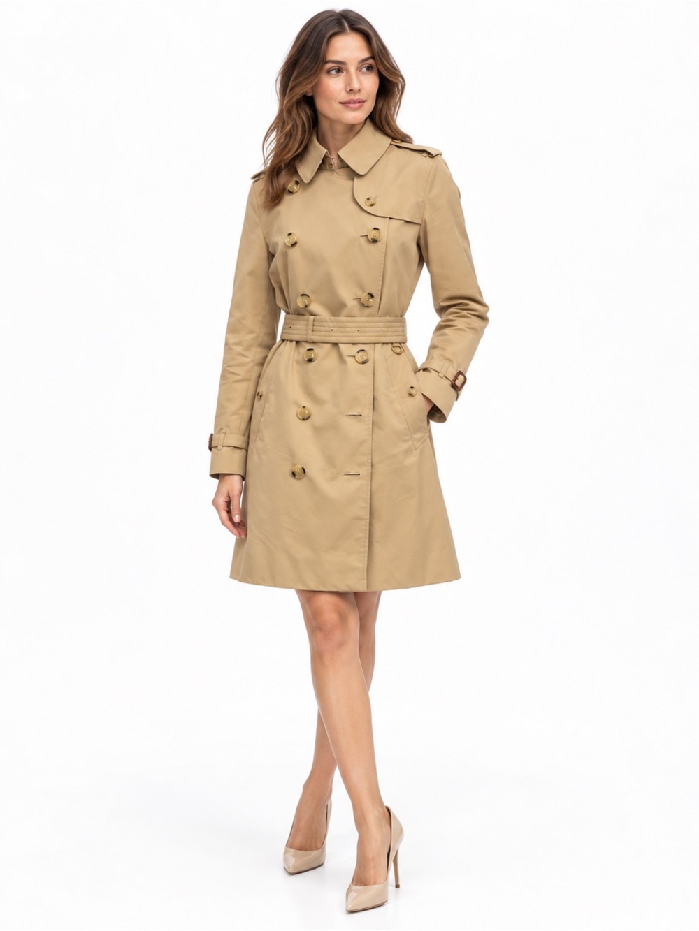 Burberry Classic Kensington Tan BeltedTrench Coat Size 4
